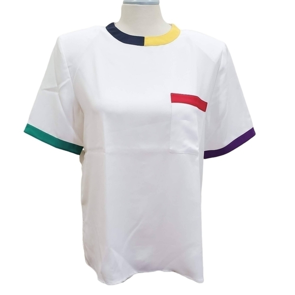 Galinda Wang Tops - Vintage 80's Galinda Wang Colorblock Blouse Size 12